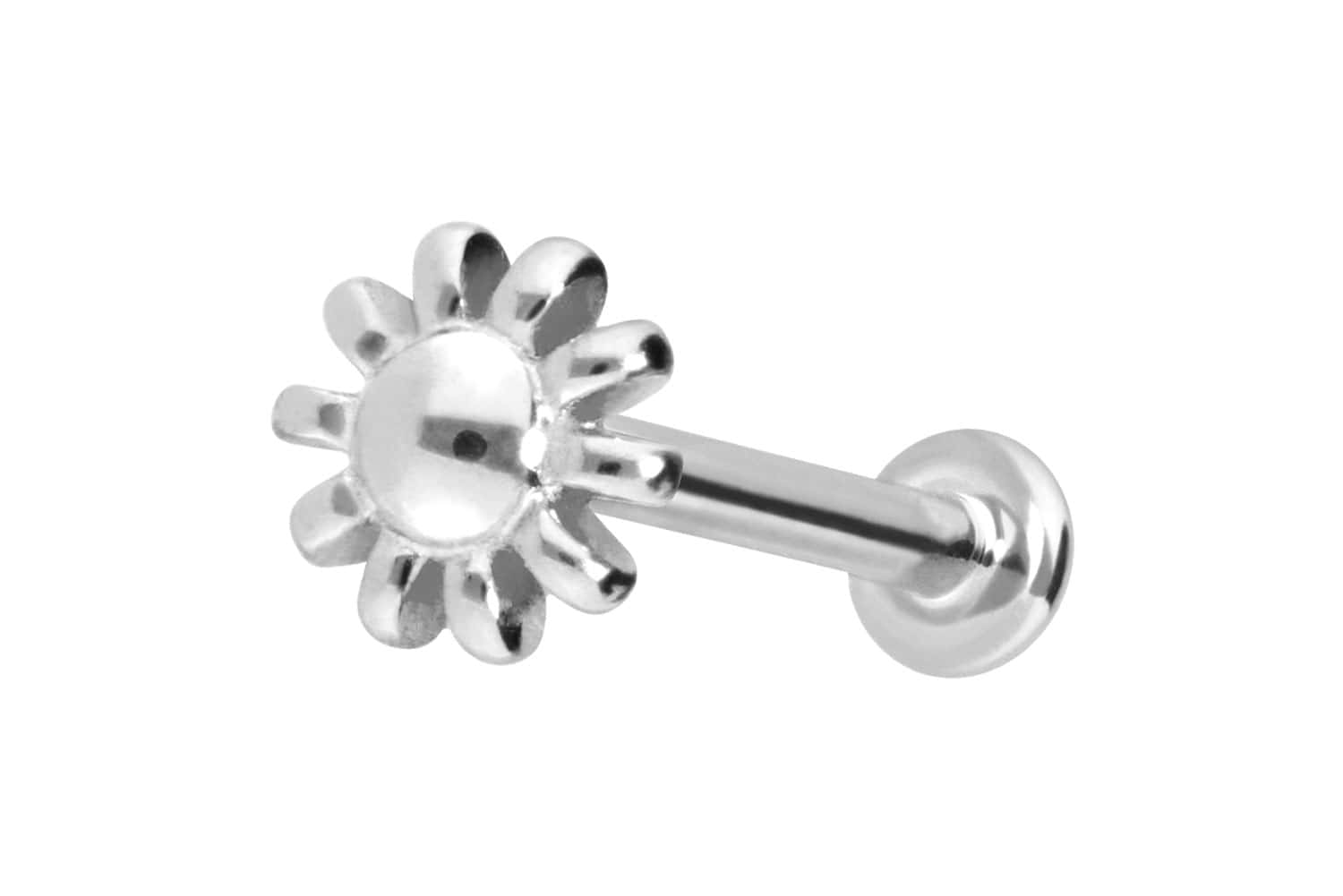14 Karat Gold Labret Piercing mit Push Fit BLUME